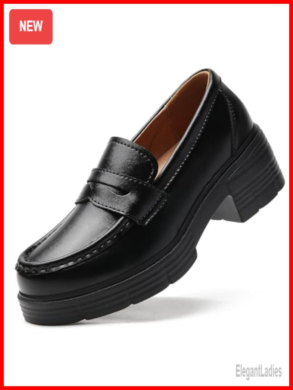 Women's Chunky Platform Penny Loafers Comfortable Slip-On Business Casual Shoes